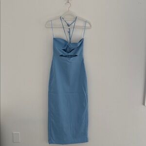 Zara Linen Blue Dress